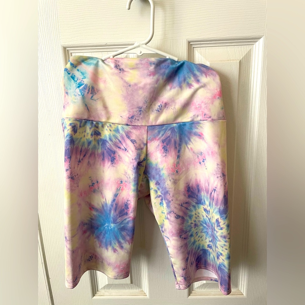 Free People Movement Good Karma Tie Dye Running Shorts in Rainbow Combo S/M